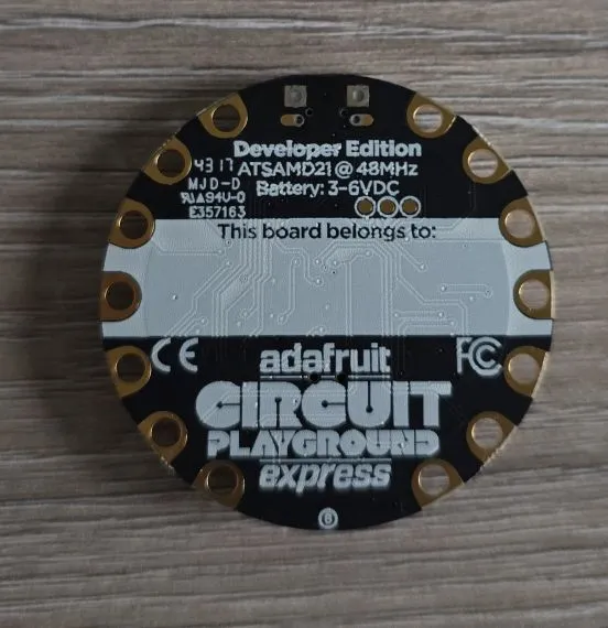 Photo of the back of the Adafruit Circuit Playground Express