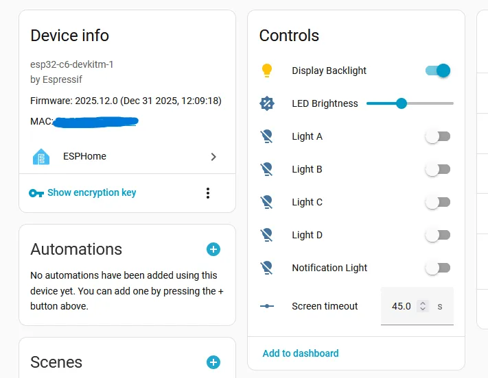 Device Page in Home Assistant