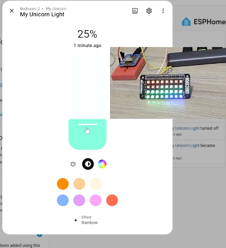 Home Assistant Controlling Unicorn - Rainbow Effect