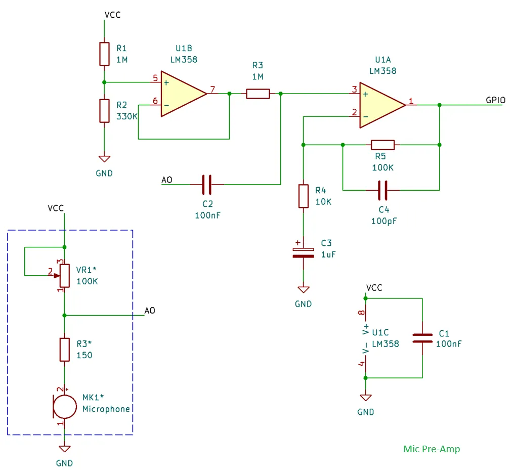 Electret microphone pre-amp