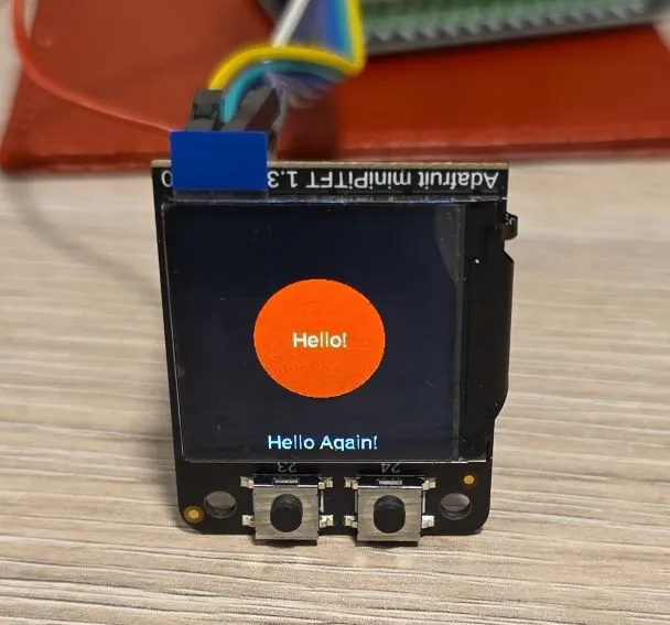 MiniPiTFT showing Red Circle and Hello